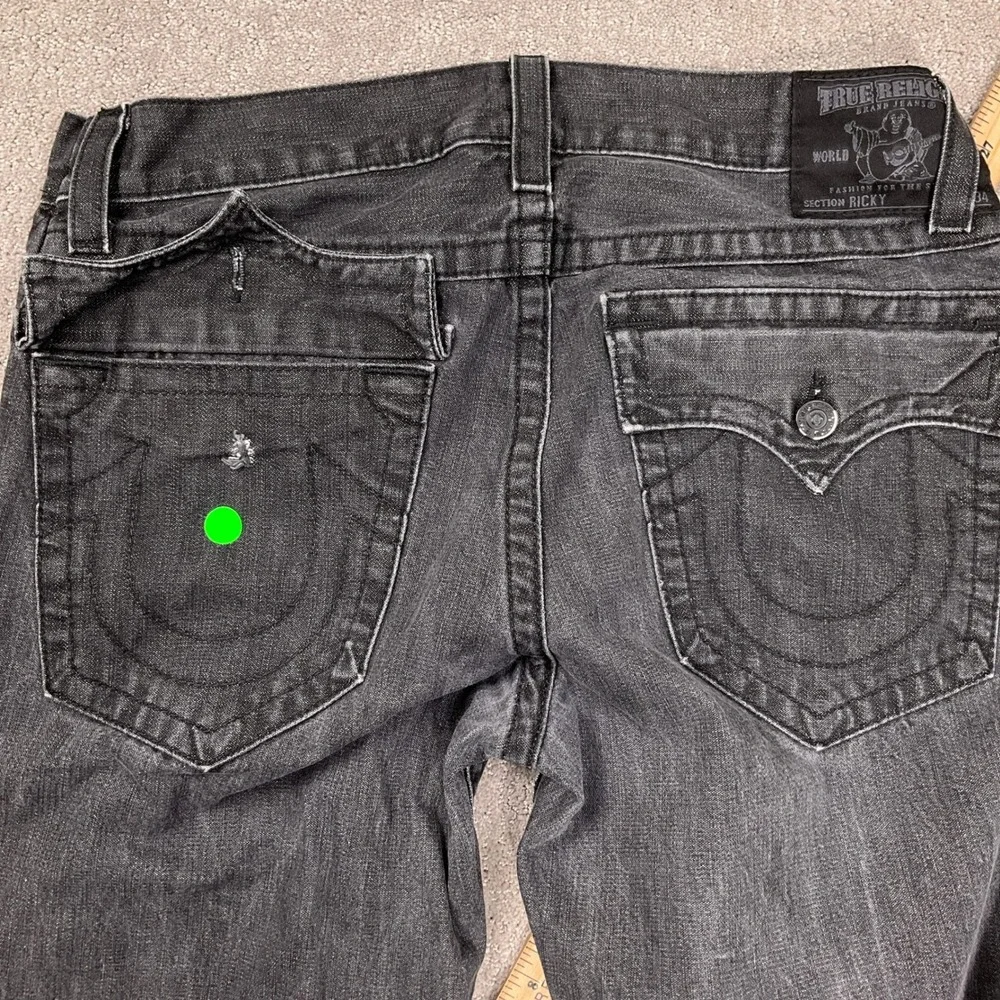 True Religion Ricky Jeans‎ Mens 34 Black Good Fade Horseshoe Straight Grunge USA